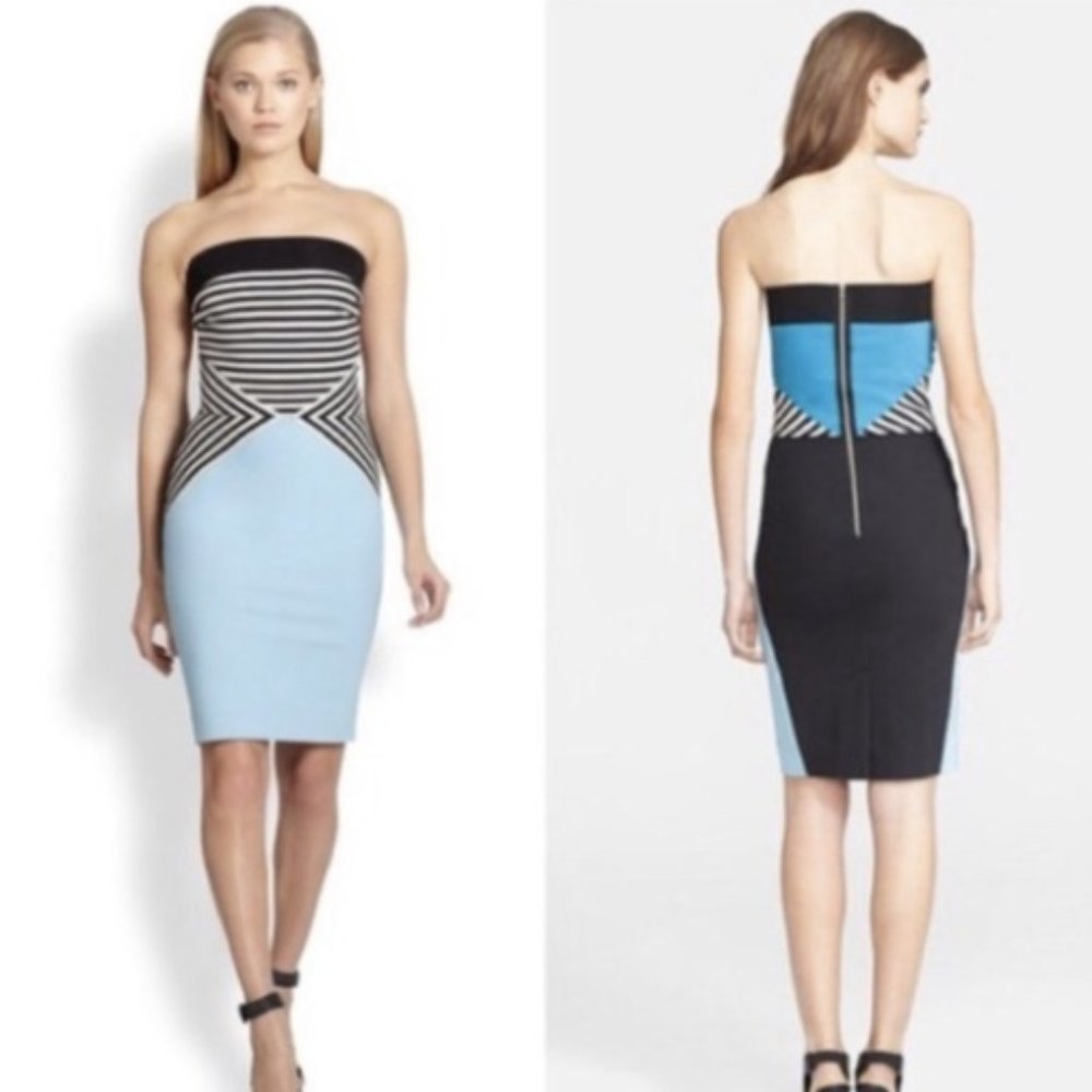 L'Agence Strapless Bodycon Colorblock Mini Dress